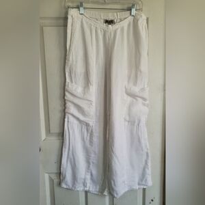 Flax 100% Linen Wide Loose Legg Womens Pants, Size Small